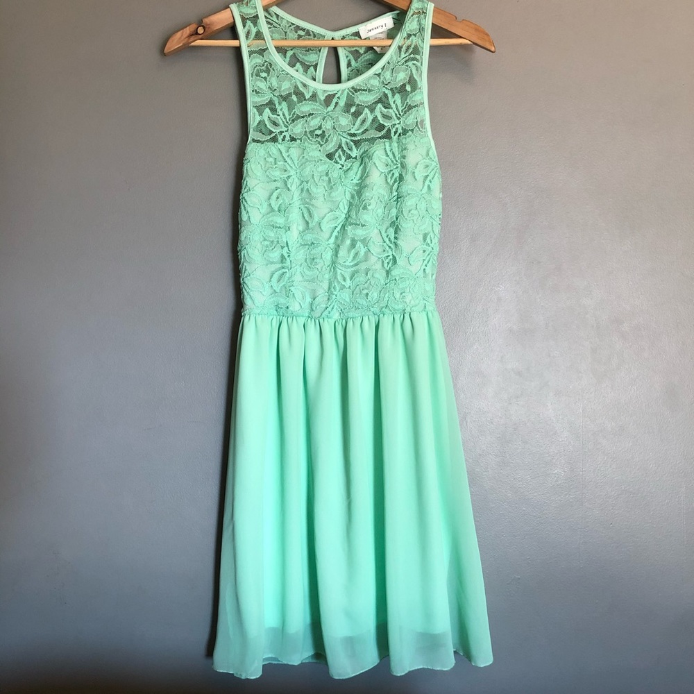 Mint Floral Lace Dress